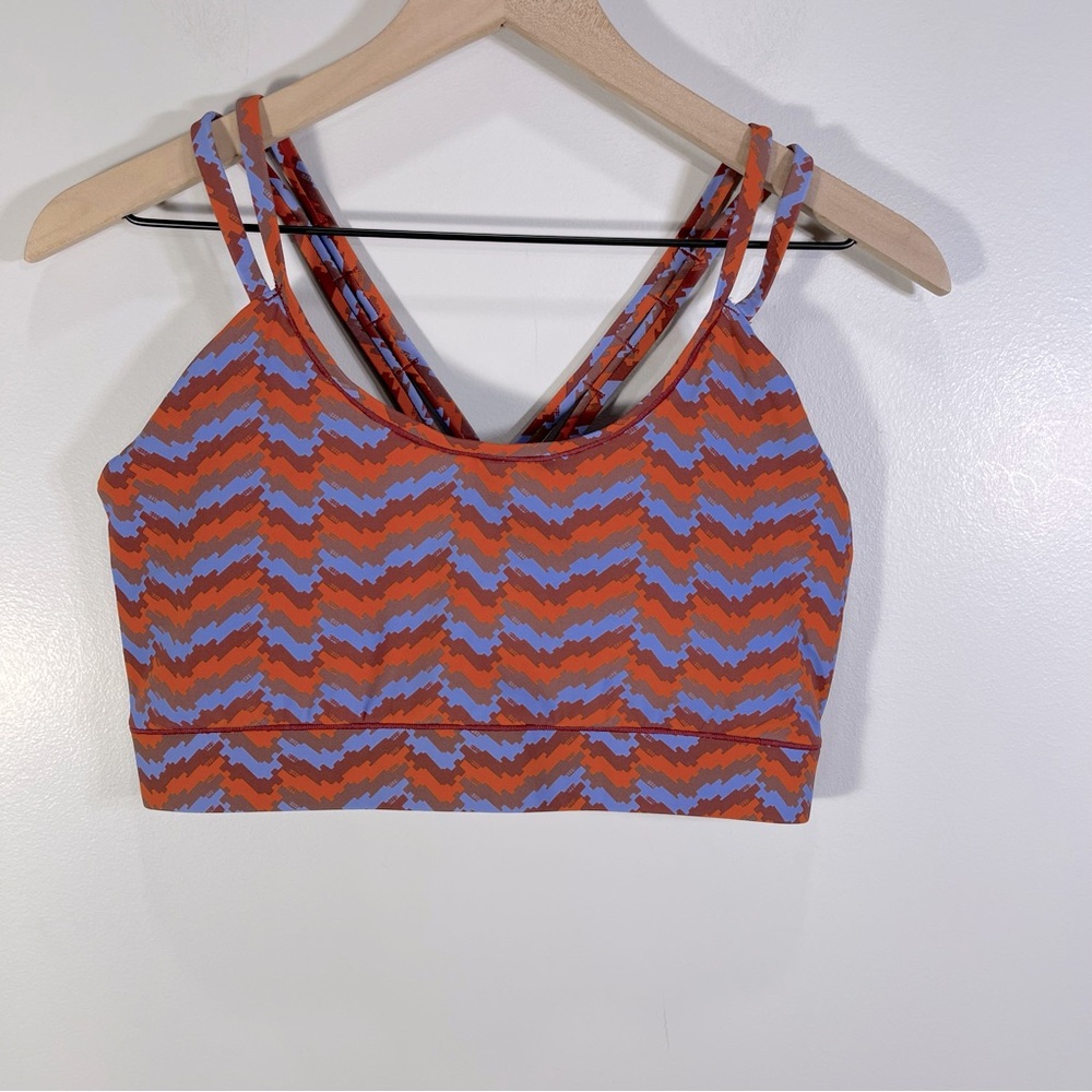 Janji Pace Sports Bra Orange Purple Blue Stripes Size L - Picture 2 of 8